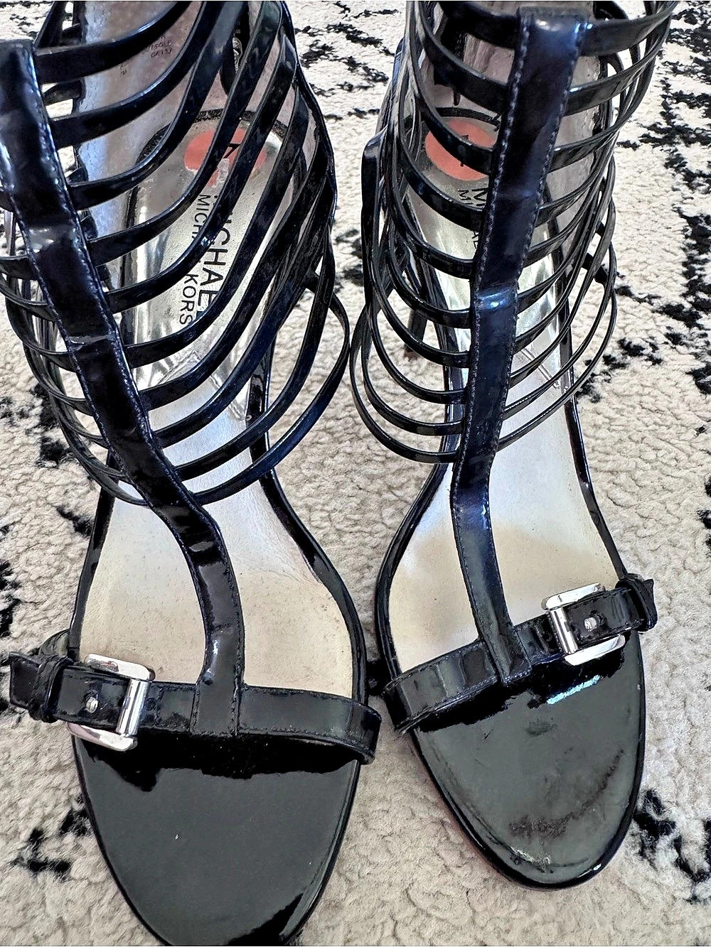 Michael Kors Black patent gladiator Strappy Heels US 7 M